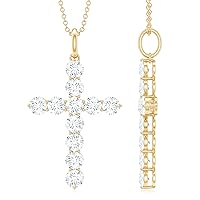 Cross Pendant Necklace with Chain, Certified D-VS1 Moissanite Diamond Cross Necklace for Women, Cross Charm Necklace for Christmas