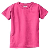 Rabbit Skins Infant Fine Topstitch Ribbed Collar T-Shirt, Hot Pink, 24 Months