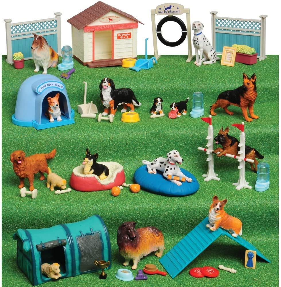 CP Toys Dog Academy Playset – 51pc Educational & Interactive Mini Dog Park Figurines with Pretend Play Puppy Training Equipment, Ideal Role Play Toy for Animal Lovers and future Dog Trainers - Ages 3+