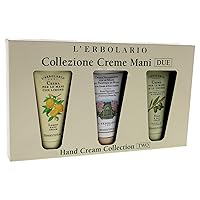 L’Erbolario Hand Cream Collection Two - Skin Care Set with 3 Healing Hand Creams - Hand Cream for Dry Cracked Hands - Lemon, Rose, Olive Oil - 3 pc