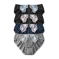 Nissen Women's Panties Set, Set of 4, Large Size, Floral Pattern, Embroidery, Slightly Deep Length