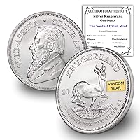 2017 - Present (Random Year) 1 oz South African Silver Krugerrand Coin Brilliant Uncirculated with a Certificate of Authenticity 1oz Seller BU