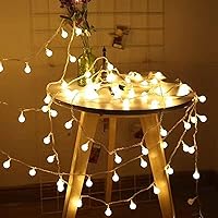 Globe String Lights 49 Feet 100 led,8 Modes Fairy Plug in Indoor String Lights for Bedroom,Classroom,Outdoor, Patio,Garden,Party,Wedding-Warm White