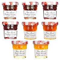 Gift Box of 8 French Gourmet Preserves, 1 oz. Mini Jars (2 Each of Strawberry, Raspberry, Apricot & Orange)