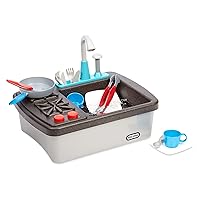 Little Tikes First Sink & Stove Realistic Pretend Play Kitchen Appliance for Kids, Includes 13 Cooking Accessories, Ages 3+ Multi-Color