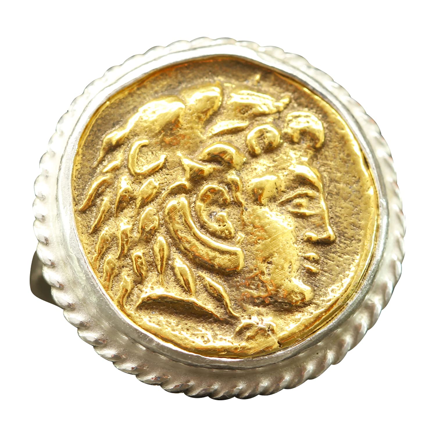18 Karat Yellow Gold Diamond Bezel Coin Ring With Athena –  georgioscollections