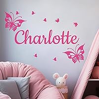 Personalized Name Butterfly Wall Decals I Butterfly Decorations for Girls Room Decor I Baby Nursery Wall Decal I Butterfly Wall Decor for Birthday I Pink Butterfly Wall Decor