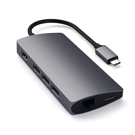 USB C Hub Multiport Adapter V2 - USB C Dongle - 4K HDMI (60Hz), 60W USB C Charging, GbE, SD/Micro Card Readers, USB 3.0 - USBC Hub for MacBook Pro/Air M1 M2 - Space Gray