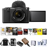Sony ZV-E1 Full Frame Mirrorless Vlog Camera with FE 28-60mm Lens, Black - Bundle with Shoulder Bag, 64GB SD Card, Extra Battery, Charger, Cleaning Kit, Corel Mac & PC Software Kit, Screen Protector