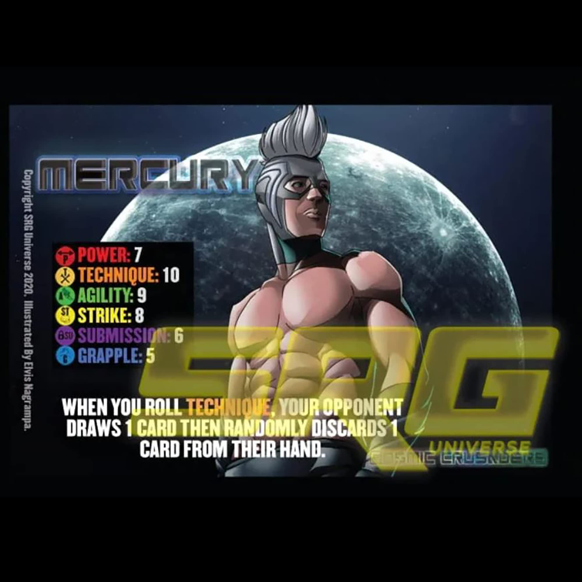 GTS Distribution   Supershow Cosmic Crusader: Mercury - Wrestling Card and Dice Game. SRG Structure Deck. Ages 12+, 2-6 Players, 10 Min Game Play (SRG41200)