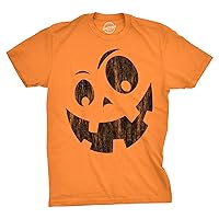Mens Pumpkin Face T Shirts Funny Halloween Jack O Lantern Spooky Smile Tees for Guys