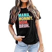 LAZYCHILD Mama T-Shirts Women Mama Shirt - Mommy Mom Bruh Shirt Funny Mom Tee Tops