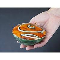 Handmade Pottery Salt or Pepper Shaker - Colorful Orange and Green Ceramic Kitchen Decor - Danko Pottery - Unique Christmas Gift