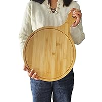 Extra-Large Bamboo Platter with Engraving Own Name - 12-Inch Diameter, 1-Centimeter Thick, Natural Wood Finish, Versatile Cutting & Serving Board