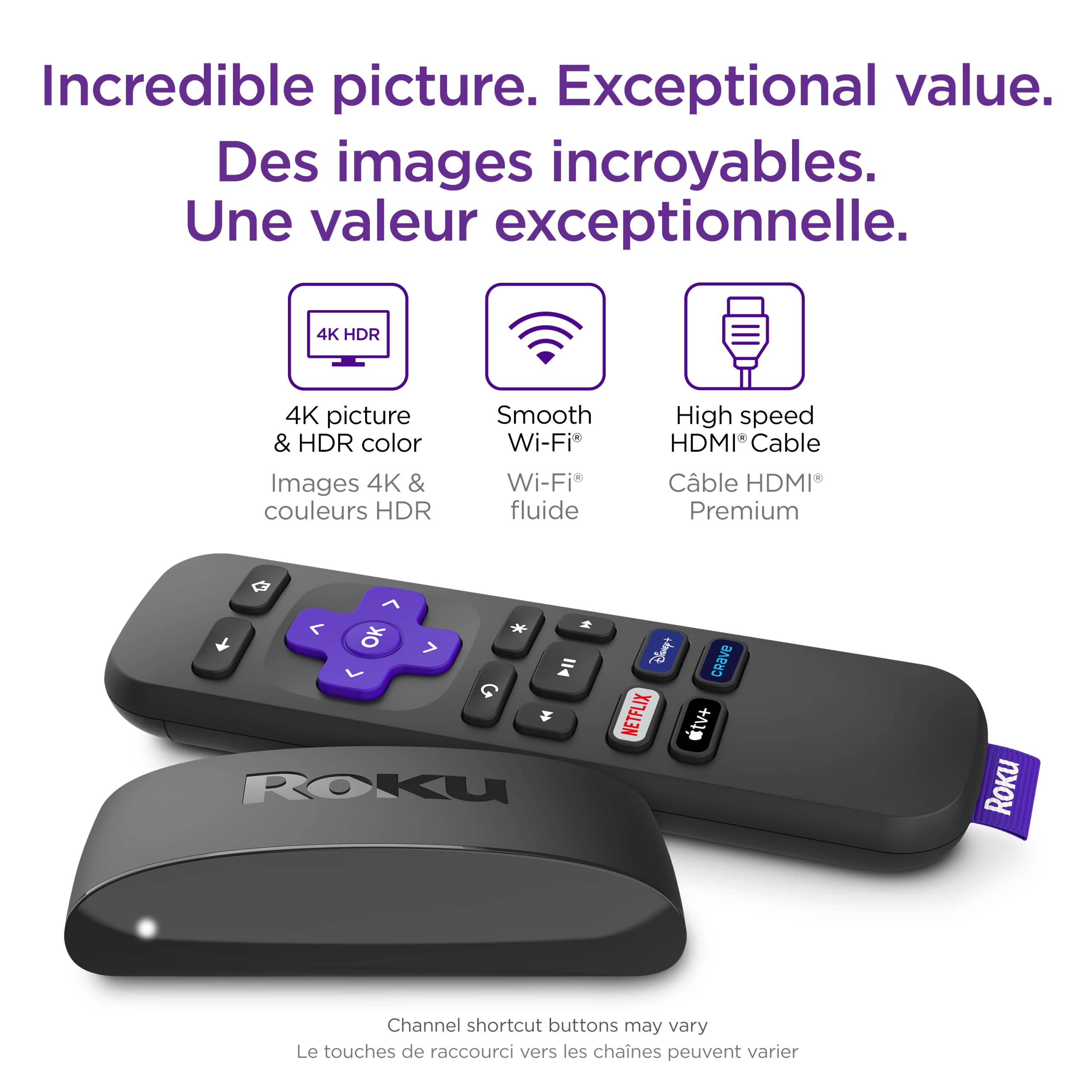 Roku Express 4K 2022 | Streaming Media Player HD/4K/HDR with Smooth Wireless Streaming and Roku Simple Remote with TV Controls, Includes Premium HDMI Cable