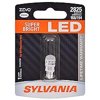 SYLVANIA - 2825 T10 W5W ZEVO LED White Bulb - Bright LED Bulb, Ideal for Interior Lighting - Map, Dome, Trunk, Cargo and License Plate (Contains 1 Bulb)