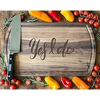 Yes I Do' Walnut Cutting Board, 16.75x10 in: Romantic Wedding Theme, Perfect Engagement Gift, Stylish, Durable Kitchen Accessory.