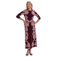 London Times Women's Jewel Neck 3/4 Sleeve Maxi Dress Flattering Placement Event Occasion