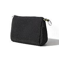 Large Makeup Bag with Zipper, Black - Waterproof Neoprene Cosmetic Bag 7.7 x 10.75 x 5 inches