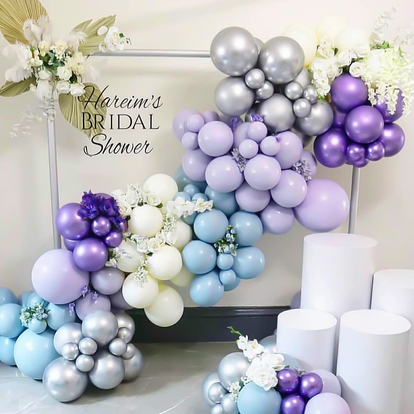 RUBFAC Pastel Purple and Pastel Orange Balloons Different Sizes 105pcs 5/10/12/18 Inches for Garland Arch, Latex Balloons for Birthday Baby Shower Wedding Lilac Lavender Balloons Party Decorations