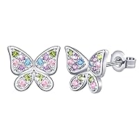 Butterfly Earrings for Girls Women Hypoallergenic Crystal Stud Earrings for Daughter Granddaughter Niece