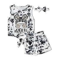 Girls Clothes Cute Sleeveless T-shirt Top Eastic Waist Shorts Toddler Girl Outfits 3Pcs Clothing Sets