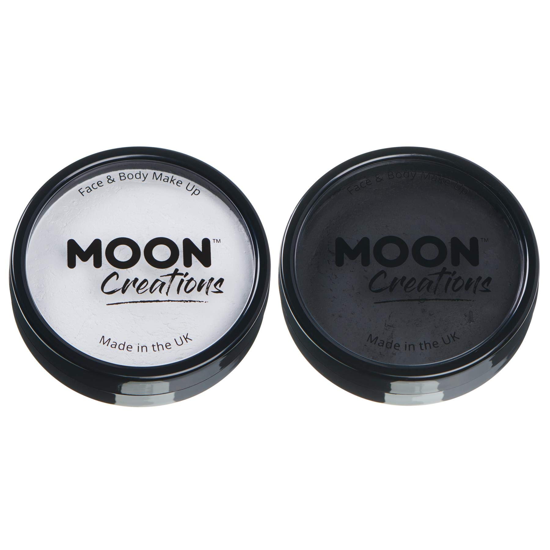 Pro Face & Body Paint Cake Pots by Moon Creations - Monochrome Colours Set - Professional Water Based Face Paint Makeup for Adults, Kids - 1.26oz