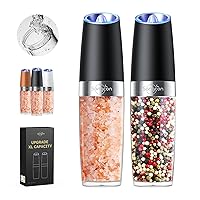 Upgraded 9oz XL Capacity Sangcon Gravity Electric Salt and Pepper Grinder Set Shakers & Gravity Electric Salt and Pepper Grinder Mill Set With Safety Switch
