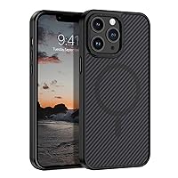 YINLAI Case for iPhone 13 Pro 6.1-Inch, Magnetic [Compatible with Magsafe] Carbon Fiber Supports Wireless Charging Men Women Slim Metal Lens Frame+Buttons Shockproof Protective Phone Cover, Black