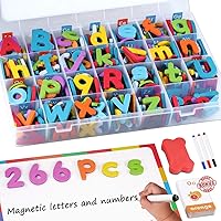 Magnetic Letters Kit, A-Z Foam Magnetic Letters, Alphabet Letters with Large Double-Side Magnet Board and Learning Cards, Educational Refrigerator Magnets for Preschool Learning Spelling (Colorful)