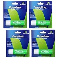 Vaseline Lip Therapy Care Aloe Fresh, Fast-Acting Nourishment, Ideal for Chapped, Dry, Cracked, or Damaged Lips, Lip Balm, 4-Pack, 0.16 Oz Each