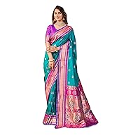 Indian Maharashtrian Woman Peshwai paithani Silk Saree Sari Blouse USA EA178