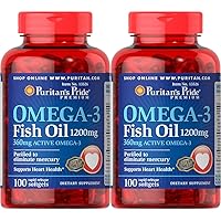 Puritan's Pride Omega-3 Fish Oil, 1200 mg, Supports Heart Health and Healthy Circulation, 100 Count (Pack of 2)