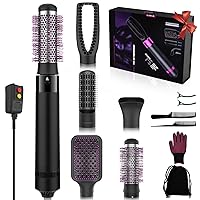 Hair Dryer Brush, 5 and 1 Negative Lonic Electric Hot Air Brush with 5 Detachable Brush Heads, Blowdryers Brush for Hair Straightening Curling Styling