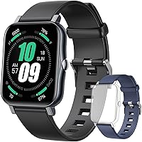Smart Watch for Men Women, 1.7 inch Full Touch Screen Fitness Tracker with Heart Rate Monitor, Sleep Monitor IP68 Waterproof Activity Tracker Fitness Watch Compatible for Android Phone Black/Blue