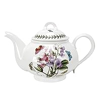 Portmeirion Botanic Garden 32oz Teapot | Sweet Pea Motif | Fine Earthenware | Chip-Resistant Glaze | Dishwasher, Microwave Safe | Made in England | Ideal for Brunch or Afternoon Tea