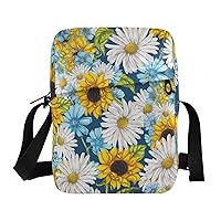 Daisy Sunflower Messenger Bag for Women Men Crossbody Shoulder Bag Cute Crossbody Purse Over The Shoulder Purse with Adjustable Strap for Travel