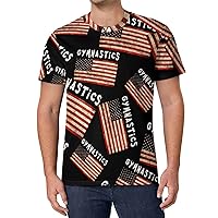 Gymnastics Sports USA Flag Men's T Shirts Full Print Tees Crew Neck Short Sleeve Tops