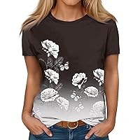Tee Shirts Womens Vinateg Floral Printed Bohemian Tops Plus Size Loose Casual Summer Short Sleeve T-Shirt 2024 S-5XL