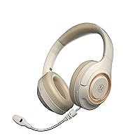 Wireless Gaming Headset,RGB HiFi Stereo Bass Wireless Headphones with Microphone for PS4 PS5 Cellphone PC Bluetooth 5.0 Gamer Headsets. (Creamy-White)