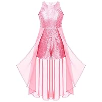 YiZYiF Girls' Sequined Romper Dress Flower Girl Birthday Party Maxi Dress Formal Special Occasion Gown