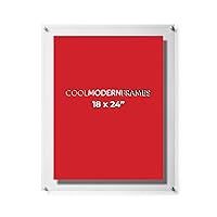 COOLMODERNFRAMES 18x24-Inch Clear Floating Double Panel Acrylic Picture Frame, Silver Hardware, Art & Photos