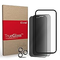 iCarez Privacy Tempered Glass Screen Protector for iPhone 15 6.1-Inches 2023 [2-Pack] Full Coverage Tray Installation (Case Friendly) Easy Apply Anti Spy