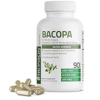 Bronson Bacopa (1200mg Equivalent from 8:1 Extract) Supports Healthy Brain Function and Mental Performance, Traditional Herb, Non-GMO, 90 Vegetarian Capsules