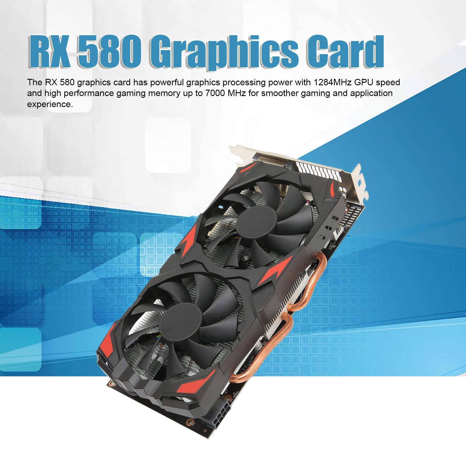 RX 580 Gaming Graphics Card, 8GB GDDR5 256 Bit Video Game Graphics Card, PCI Express 3.0x16, Computer GPU PC Video Cards with Dual Fan Cooling Fan, HDMI, 3*DisplayPort, DVI