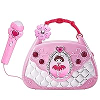 Kids Microphone for 3 Year Old Girls Birthday Gift Portable Karaoke Player Pink Toys for 2 + Year Old Girls