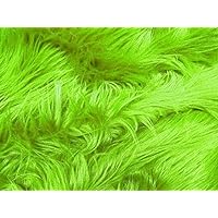 Solid Shaggy Faux/Fake Fur Fabric-Lime Green-Long Pile 60