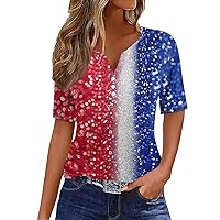 Lightning Deals 4Th of July Pants for Women Youth Fourth Shirt Summer Shirts Linen Button Down Womens Short Sleeve Blouses V Neck T Going Out Tops Flowy Spring Cute Trendy Crop Satin (W，L)
