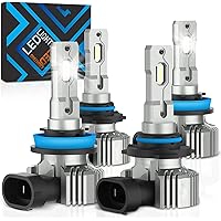 9005 H11 Headlight Bulbs - 12000 Lumens 6000K Cool White Light, High Beam, Low Beam and Fog Replacement Bulb (Contains 4 Bulbs)