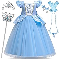 Princess Dresses for Girls Cosutme Kids Cospaly Halloween Birthday Christmas Party with Rich Accessories 3-10Years